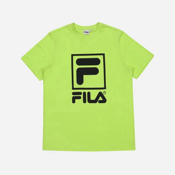 Fila Stacked Logo S/S Men's T-Shirts - Green,NZ 137-26417